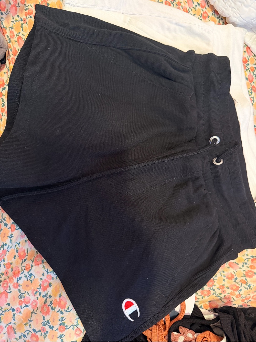 Champion Black Athletic Drawstring Shorts with Logo